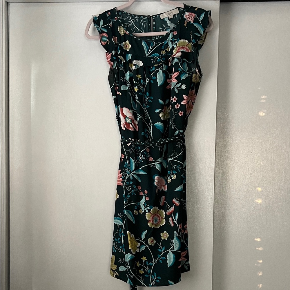 LOFT Floral  Dress - Green and Pink